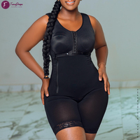 Set Shapewear FancyShape Plus Size, Bernapas, Kompresi Kuat, Bordir 3D Tebal, Ritsleting Samping, Kontrol Perut Seluruh Tubuh, Terbuka