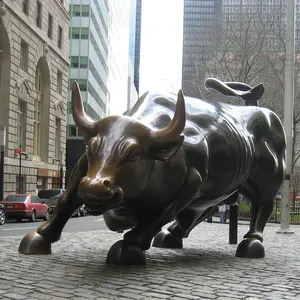 life size art work metal cattle bronze wall street bull charging bull sculpture