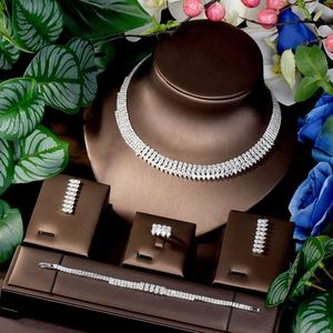 Ensemble de bijoux design de luxe Glamour Sense Collier et boucles d'oreilles en zircon cubique pour femmes S-55 de fête de mariage - Product Image 1