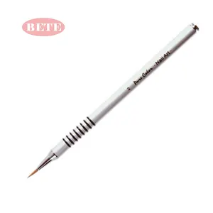 Professional BETE Y1AD02 3D Kolinsky #02 Silver Copper Metal Handle Professional Silicone Protection Design Nail Art Brush