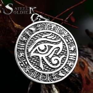 Colgante de ojo de <span class=keywords><strong>Horus</strong></span> egipcio de acero inoxidable 316L para hombre, <span class=keywords><strong>amuleto</strong></span> egipcio, colgante redondo para hombre, joyería clásica, novedad de moda de 2017 - Product Image 1