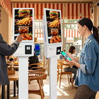 Kiosque en libre-service tactile capacitif 23,8/27/32 pouces avec imprimante et lecteur de carte de crédit pour la commande, la navigation des menus pour les restaurants de restauration rapide et les cafés