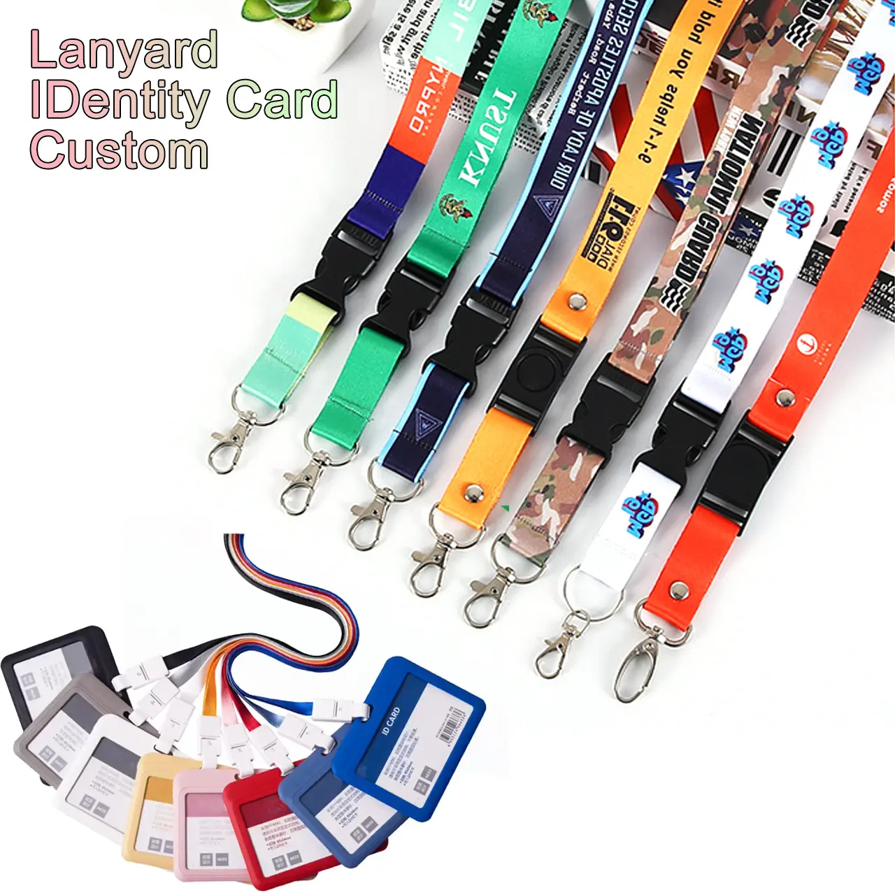 Pemegang kartu ID kustom pabrik Lanyard murah alat leher dipersonalisasi dengan Logo