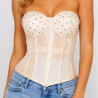 Top Corset Bustier Transparent à Pois pour Femme, Mode Estivale, Sans Bretelles, Amincissant et Sculptant la Taille, Style Club Crop