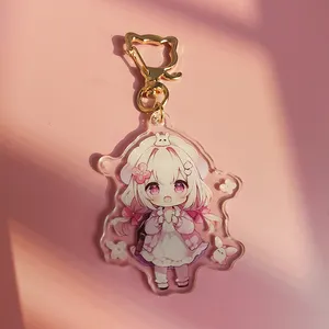 Creative Cartoon Anime Keychain Printed Plastic Acrylic Transparent Charms For Sale