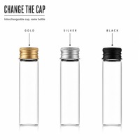 Flacon en verre transparent cylindrique mince avec bouchon à vis, flacon vide pour échantillons de cosmétiques, parfums, huiles essentielles