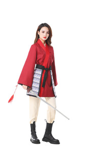 Costume Tradizionale Hanfu Rosso Stile Guerriero per Donna, per Cosplay e Spettacoli Teatrali, in Poliestere, Vendita all'Ingrosso - Product Image 2