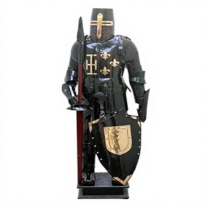 Traje de Armadura Medieval de Caballero, Chapado en Oro, 3D, Tradicional, de Combate, Templario, Fundido, Recuerdo Coleccionable, Pieza de Arte - Product Image 1