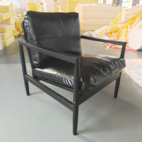 Fauteuil Moderne Rétro en Bois Massif et Cuir à Bras Unique, Idéal pour Salon, Bureau, Balcon – Design Confortable pour la Maison