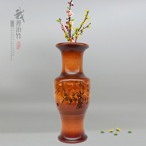 Bamboo Vase Round Handmade Asian Zen Style Home Decor For Chinese New Year Gift - Product Image 1