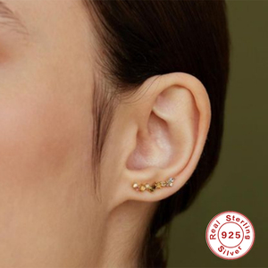 ROXI - Pendientes de Oreja de Plata de Ley Chapados en Oro, Estilo Punk, para Compromiso o Boda, con Circonitas y Diamantes - Product Image 6