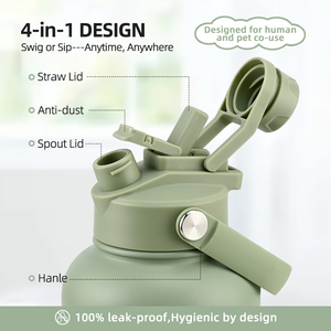 Mangeoire portable 3 en 1 de 32oz en acier inoxydable pour animaux de compagnie avec logo personnalisé Bouteille d'eau pour chien isolée dans un bol de voyage en plein air - Product Image 2