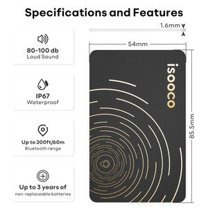 Tarjeta de Rastreo ISOOCO IOS, Posicionamiento Global, Batería de Litio de Larga Duración, Sin Tarjeta <span class=keywords><strong>SIM</strong></span>, Aplicación Gratuita, Diseño de Tarjeta de Crédito, 1.6 mm de Grosor - Product Image 6