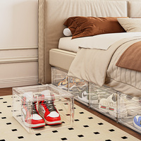 Boîte de rangement de chaussures en plastique transparent empilable personnalisée Boîte en PP rectangulaire multifonctionnelle anti-poussière pour chaussures, sacs, casquettes