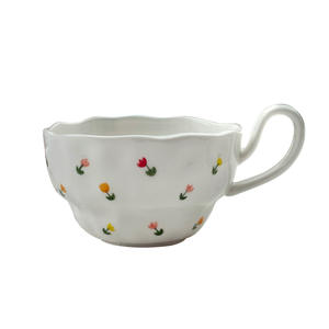 Tasses et soucoupes à café en céramique petites et peintes à la main à prix abordable – Qualité esthétique supérieure pour le thé de l'après-midi et les lattes - Product Image 1