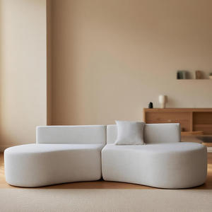 Sofá Seccional Curvo Moderno Tapizado en Tela, Sofá Modular de Esquina con Respaldo Acolchado Blanco para Sala de Estar o Villa - Product Image 1