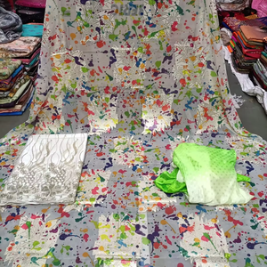 ผ้าไหมพิมพ์ลายหลากสี Faransawi Dirac ประดับคริสตัล 100% สำหรับชุดแต่งงาน ระบายอากาศได้ดี - Product Image 1