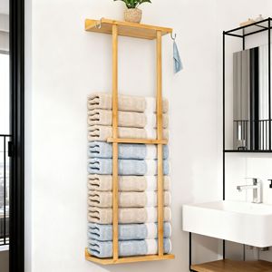 ชั้นวางผ้าขนหนูติดผนังไม้ไผ่ 80 ซม. 4 ราวแขวน สำหรับห้องน้ำ - Product Image 4