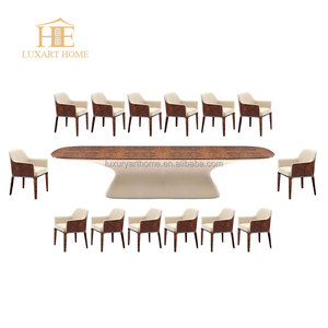 Ensemble de table à manger moderne en bois massif de luxe avec six chaises en cuir, personnalisable avec le logo <span class=keywords><strong>B</strong></span> - Product Image 1