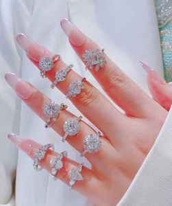 Anillos de Compromiso de Plata Maciza y Plata de Ley 925 Personalizados al por Mayor para Mujer con Moissanita y Circonita Cúbica 3A para Bodas - Product Image 2