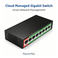 Switch Gigabit Ethernet Inteligente de 8 Puertos con Gestión Web, QoS, DHCP Snooping, Control Remoto por Aplicación y Gestión en la Nube