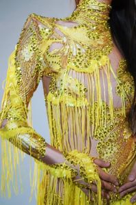 Ecoparty Performance Wear pour femmes Sexy Skinny Leotard Sparkly Rhinestones <span class=keywords><strong>One</strong></span> Shoulder Body pour chanteuses et danseuses Stage Wear - Product Image 6