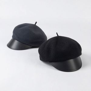 Autumn Winter Ladies Berets New Style Exquisite Wool Beret Character Fashion Warm Casual Beret with Leather Brim - Product Image 2