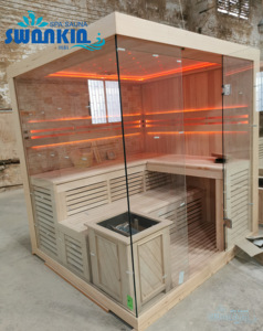<span class=keywords><strong>Prix</strong></span> de gros d'usine 6 personnes éclairage LED en <span class=keywords><strong>bois</strong></span> de pruche canadien salle de sauna intérieur sec - Product Image 3