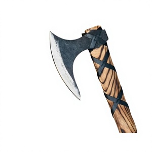 Hacha pequeña de mano con cabeza de acero al carbono forjado y mango de madera para acampar, cortar leña, trabajar en el jardín, preparar madera - Product Image 5