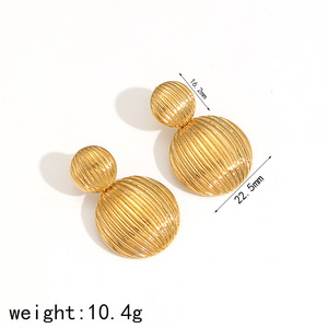 Pendientes de Bola Geométricos de Moda Europea y Americana, Oro de 18k, Plata, Acero de Titanio para Mujer, Joyería Elegante de Alta Gama - Product Image 4