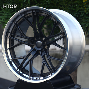 HTOR <span class=keywords><strong>EVO</strong></span>-5 16-24 pollici 2 pezzi forgiato 5x112/114.3 labbro lucido nero/argento nuovo per M2/M3/M4/F80/G80/350Z/C43 - Product Image 1