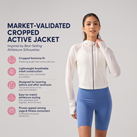 Haut de sport pour femme haut de gamme, double couche, léger, en maille, UPF50+, séchage rapide, respirant, coupe courte, pour la course et le yoga