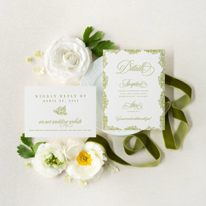 Suite di Inviti Matrimoniali di Lusso in Carta di Cotone Testurizzata Verde Salvia e Bianca con Nastro in Organza, Sigillo in Cera e Busta Personalizzata - Product Image 6
