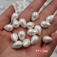 Perles en forme de larme YWJC en cristal multicolores de haute qualité, perles de coquillage blanc arc-en-ciel à moitié percées avec trous