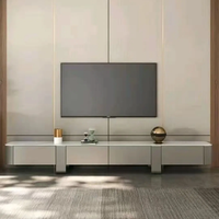 Meuble TV et table basse en MDF marbré, style nordique moderne, avec plateau en roche, pour salon
