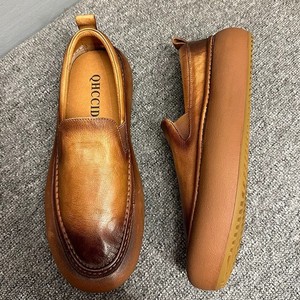 Mocasines de Cuero Genuino para Hombre, Color Marrón, Suela Gruesa, Cómodos y Transpirables, Tacón Medio de 3-5 cm, Color Sólido - Product Image 3