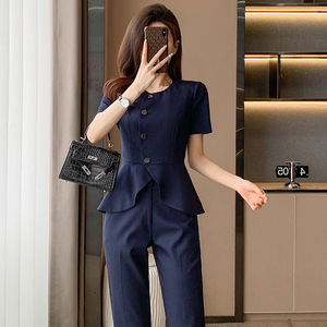Women's Summer Suit Set Short Sleeve Satin Office Lady Elegant Professional Wear Breathable Light Weight - Product Image 2