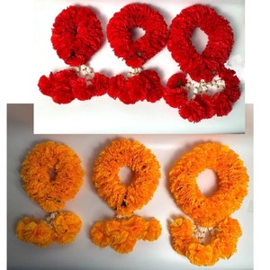 พวงมาลัยดอกดาวเรืองขนาด L ทรงกลม จัมโบ้ ดอกไม้ประดิษฐ์ สำหรับพิธีกรรม วัด ตกแต่งบ้าน ทำด้วยมือ ผลิตในไทย ผ้าทนทาน พลาสติก - Product Image 4