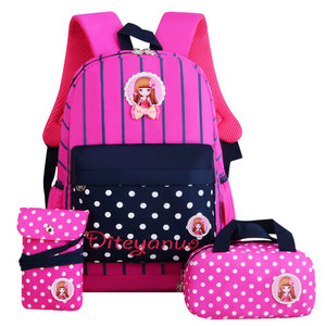 Amiqi Amic กระเป๋าเป้เดินทาง,กระเป๋าใส่แล็ปท็อปโรงเรียนชุด3ช่องลายจุดไนลอน - Product Image 2
