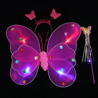 Nouvel ensemble de costumes d'ailes d'ange papillon pour filles avec ailes de fée luminescentes pour accessoires de scène scolaire et fournitures de fête