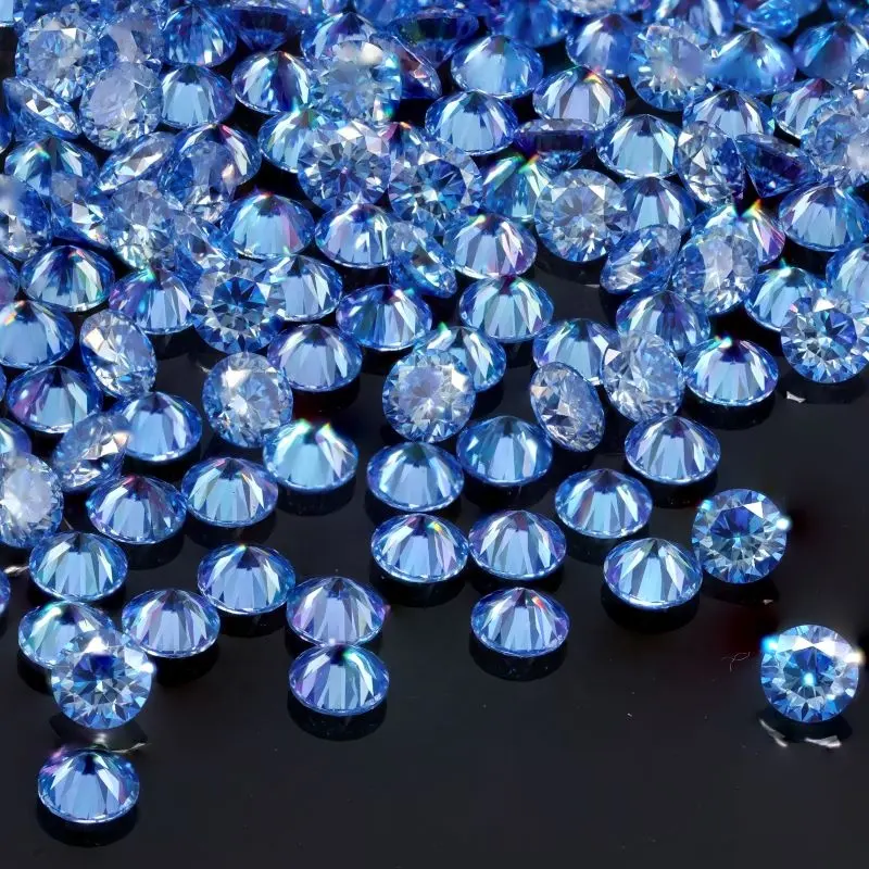 Nieuw Binnen Gekleurde Moissanite 0.7-2.9Mm Melee Moissanite Klein Blauw Moissanite Voor Sieraden Setting