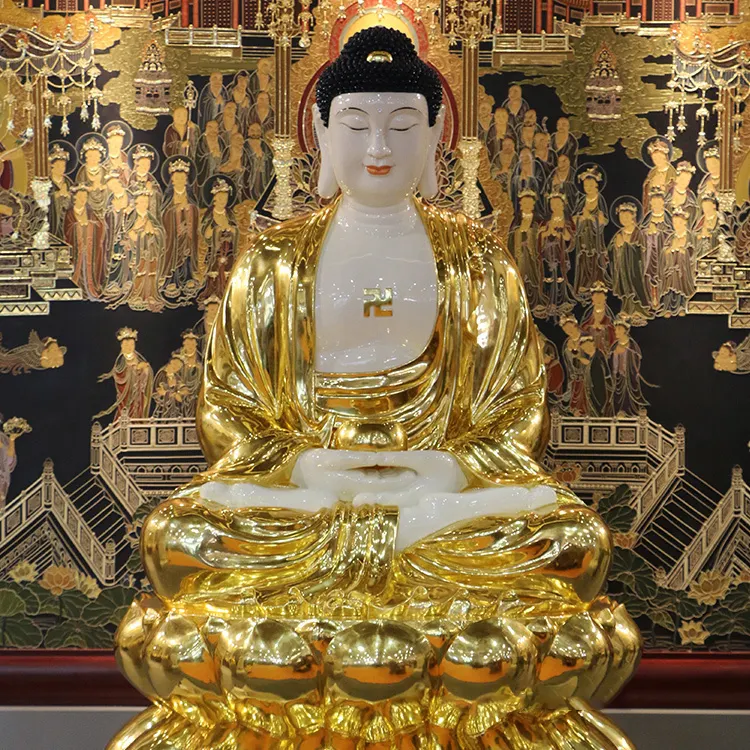 Patung Amitabha Seperti Patung Buddha, Cahaya Mengkilap Seperti Marmer Putih, dan Patung Buddha Sakyamuni Buddha