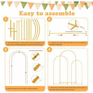 Support d'arche de <span class=keywords><strong>ballons</strong></span> en fer forgé avec housse en tissu et <span class=keywords><strong>attaches</strong></span> à boucle, pour cérémonie de mariage, forme semi-circulaire, design portail lunaire - Product Image 3