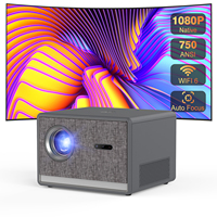 Proyector LCD CR53 Nativo 1080P, 750ANSI Lúmenes, Enfoque Automático, Totalmente Sellado, Sin Polvo, Bajo Ruido, 4K Android para Cine en Casa