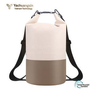 Bolsa Impermeable Tipo Cubo de 20L, Tela Oxford, para Senderismo, Camping, Actividades al Aire Libre, Diseño Bicolor Beige y Marrón, Uso en Todas las Estaciones - Product Image 5