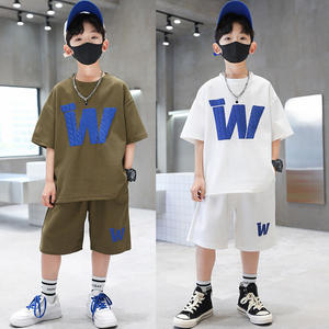 Traje de verano para niños, pantalones cortos deportivos de manga corta, conjunto de dos piezas, <span class=keywords><strong>ropa</strong></span> para <span class=keywords><strong>adolescentes</strong></span> - Product Image 2