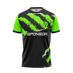 Maillots de football personnalisés imprimés par sublimation, respirants, à séchage rapide, légers, à manches courtes, col en V, écologiques - Product Image 1