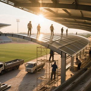 Tipo di luce industriale struttura in acciaio per palestra moderna <span class=keywords><strong>sala</strong></span> dello sport ASTM saldatura taglio piegatura per stadio palestra palestra - Product Image 5