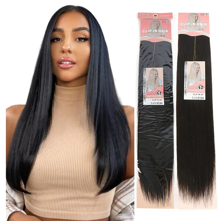 Kanekalon Futura 22 Inch Japanese Fibre Hair Extensions Clip In With 4 Clips One Piece Ombre Hair Extensions Synthetic Clip-In