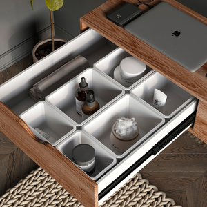 Tecnoplastiche Organizer per cassetti da bagno in plastica bianca a 6 cubi 8098615 EMUCA per scatole da viaggio ufficio - Product Image 2